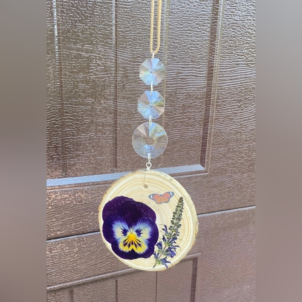 💎🌸Pressed Flower Wooden Glass Suncatcher